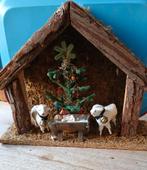 Antieke Kerststal met Schaapjes en Kerstboom, Antiek en Kunst, Antiek | Religie, Ophalen of Verzenden