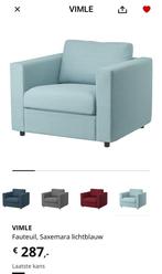 Mooie fauteuil lichtblauw, Ophalen, Eenpersoons, 75 tot 100 cm, Zo goed als nieuw