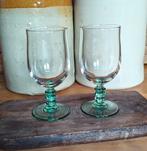 2 vintage wijn glazen op turquoise voet Luminarc France, Ophalen of Verzenden, Overige typen