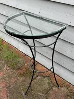 Sidetable van glas en ijzer, Ophalen, Gebruikt, 100 tot 150 cm, Glas