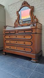 Franse vintage commode spiegel marmer blad, dressoir, kast, 50 tot 70 cm, Ophalen of Verzenden, 100 cm of meer, Zo goed als nieuw