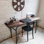 Stoere smalle sidetable werktafel laptoptafel industrieel, Antiek en Kunst, Ophalen of Verzenden