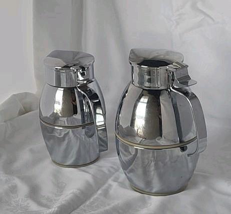 2x vintage verzilverde thermoskannen 0.5 en 0.75, Witgoed en Apparatuur, Koffiemachine-accessoires, Gebruikt, Ophalen of Verzenden
