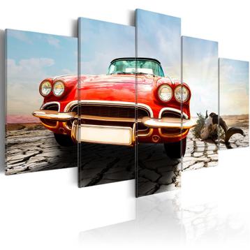 325 Rode Oldtimer Auto 5 Luik Canvas Schilderij 200x100cm beschikbaar voor biedingen