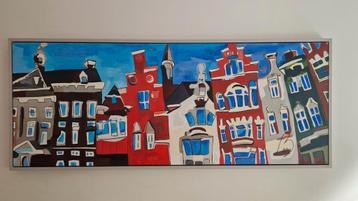 Schilderij s Hertogenbosch (185 x 75) incl bakllijst beschikbaar voor biedingen