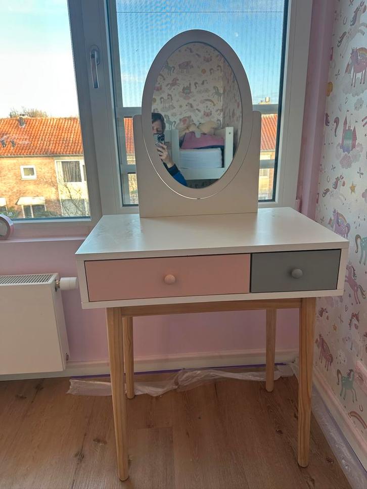 Kinder kaptafel / make up tafel / bureau, Huis en Inrichting, Tafels | Kaptafels, Zo goed als nieuw, Minder dan 100 cm, 50 tot 100 cm
