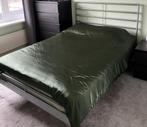 Bedframe + lattenbodem 140x200, Grijs, Gebruikt, 140 cm, Metaal