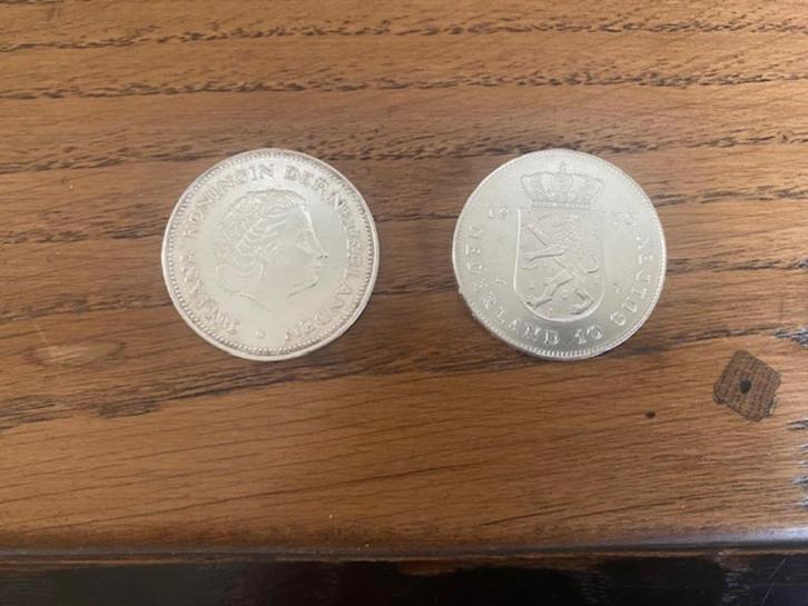 Set van 2 zilveren 10 gulden (Tientjes) Juliana 1970 en 1973, Postzegels en Munten, Munten | Nederland, Setje, 10 gulden, Koningin Juliana
