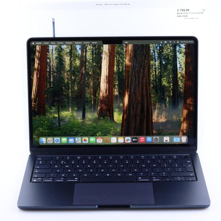 MacBook Air 13 Inch 2022 M2 8GB 512GB, Computers en Software, Apple Macbooks, Zo goed als nieuw