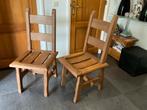6 Degelijke geloogd eiken stoelen jaren 80, Huis en Inrichting, Stoelen, Gebruikt, Bruin, Ophalen of Verzenden, Vijf, Zes of meer stoelen