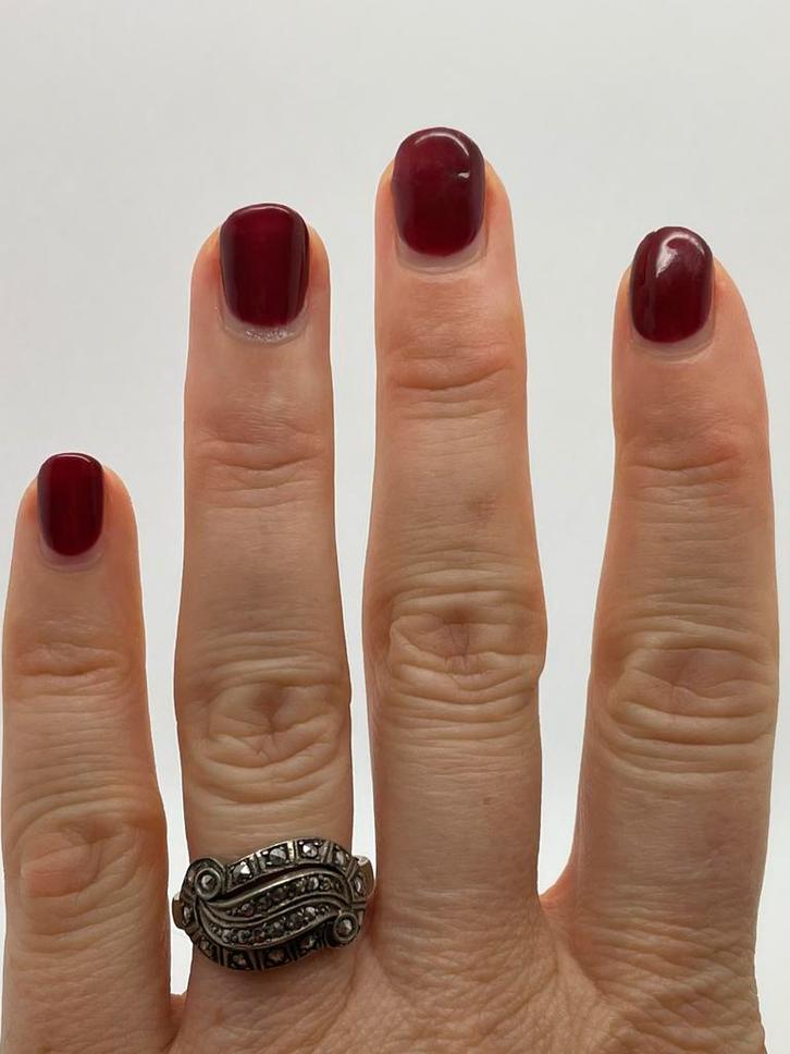 Z719 Prachtige 935 zilveren ring markasiet maat 19, Sieraden, Tassen en Uiterlijk, Ringen, Dame, 19 tot 20, Zilver, Zilver, Met edelsteen