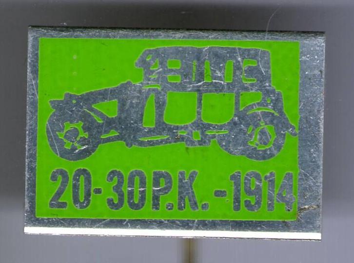 20-30 P.K. 1914 groen op alu oldtimer auto speldje ( A_002 ), Verzamelen, Speldjes, Pins en Buttons, Zo goed als nieuw, Speldje of Pin