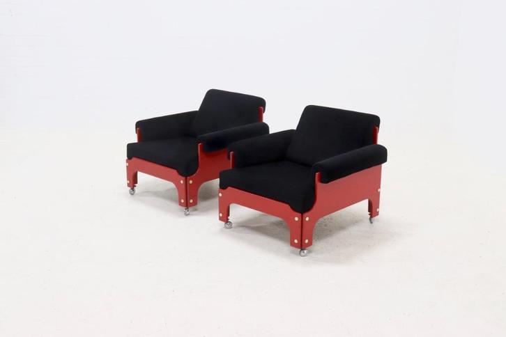 Spectrum SZ85 Fauteuils Jan Pieter Berghoef Jaren 50 60, Huis en Inrichting, Stoelen, Hout, Stof, Ophalen