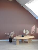 Salontafel in organische kiezelvorm – massief eikenhout, Ophalen, 100 tot 150 cm, Eikenhout, Scandinavisch