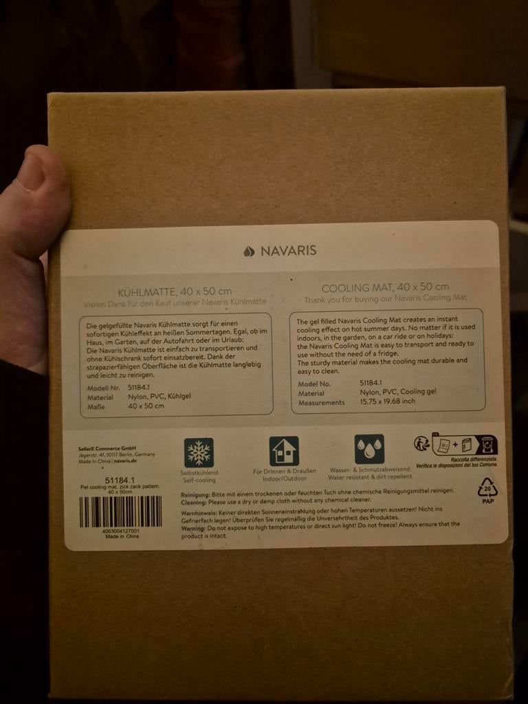 Koelmat voor honden - Navaris 40x50cm, Dieren en Toebehoren, Ophalen of Verzenden, Nieuw