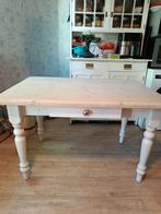 Landelijk brocante grenen eettafel met 3 gratis stoelen, Ophalen, 100 tot 150 cm, 50 tot 100 cm, Zo goed als nieuw