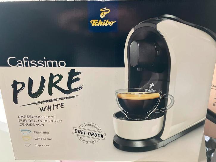 Tchibo Cafissimo Pure White - Koffiecupmachine nieuw in doos, Witgoed en Apparatuur, Koffiezetapparaten, Nieuw, Koffiepads en cups