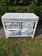 Houten zitbankje met rieten mandjes, Huis en Inrichting, Kasten | Ladekasten, Ophalen, Gebruikt, 50 tot 100 cm, 3 of 4 laden
