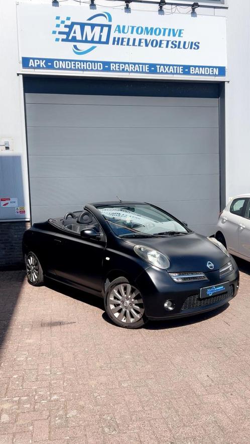 Nissan Micra 1.6  Mat zwart-Cabriolet-Parkeersensor-APK, Auto's, Nissan, Bedrijf, Micra, Airbags, Airconditioning, Centrale vergrendeling