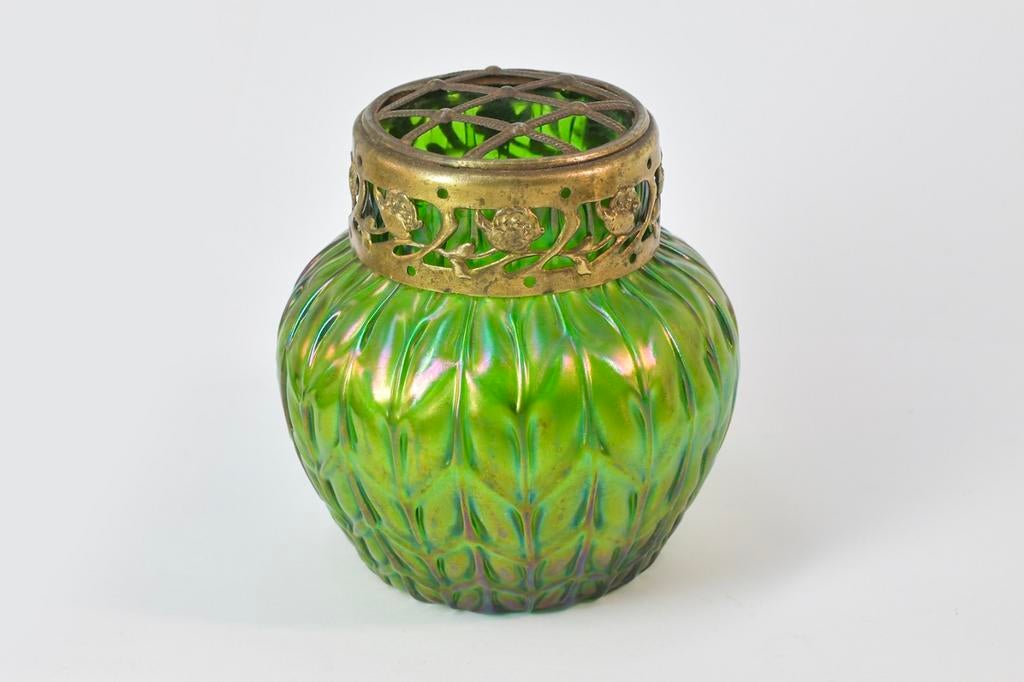 JUGENDSTIL IRISERENDE  ROZENBOL, Antiek en Kunst, Ophalen of Verzenden