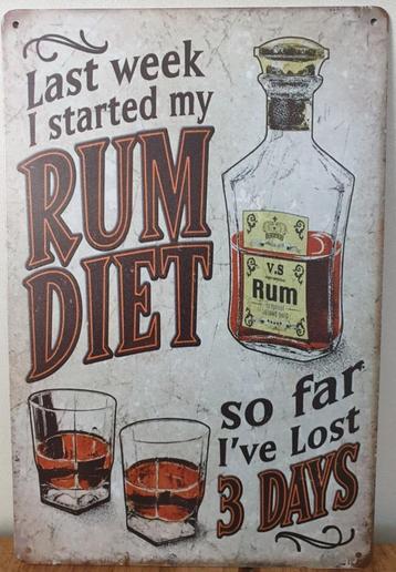 Rum diet lost 3 days reclamebord van metaal wandbord 