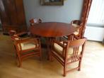 Schuitema Jugendstil 4 eetkamerstoelen + tafel, Huis en Inrichting, Stoelen, Ophalen, Hout, Gebruikt, Bruin
