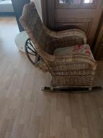 Rotan Schommelstoel met Kussen & Lectuurmand, Huis en Inrichting, Fauteuils, Ophalen, Vintage, 75 tot 100 cm, Zo goed als nieuw