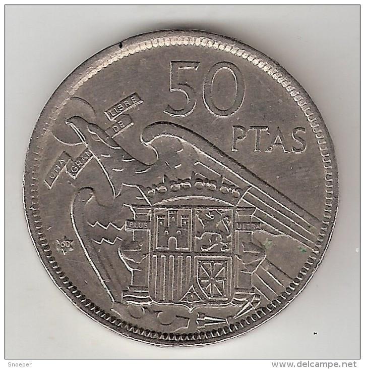 spain 50 pesetas 1957 ( 60) km 788 xf+, Postzegels en Munten, Munten | Europa | Niet-Euromunten, Verzenden, Overige landen