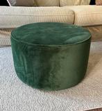 Groene velvet poef, Huis en Inrichting, Ophalen, Rond, Minder dan 50 cm
