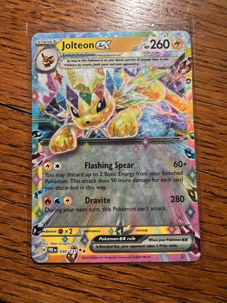 Jolteon EX Pokémon kaart, Ophalen of Verzenden, Zo goed als nieuw, Losse kaart, Foil
