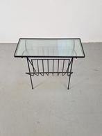 Vintage Bijzettafel Metaal glas Lectuurrek Pilastro '60, Huis en Inrichting, Woonaccessoires | Krantenbakken en Lectuurbakken