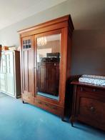 Vintage kledingkast DEMONTABEL met spiegel / Art Deco /eiken, Ophalen of Verzenden