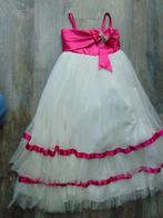 Feestjurk wit tule met roze jurk maat 146, Ophalen of Verzenden, Zo goed als nieuw, Meisje, Jurk of Rok