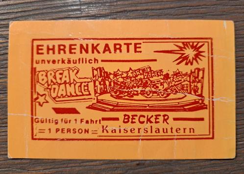 Ehrenkarte Break Dance Becker Kaiserslautern, Verzamelen, Overige Verzamelen, Ophalen of Verzenden