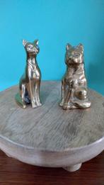 2 messing kattenbeeldjes, Ophalen of Verzenden, Zo goed als nieuw, Dier