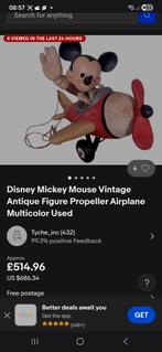 Originele Disney  vintage Mickey mouse in vliegtuig, Antiek en Kunst, Ophalen of Verzenden