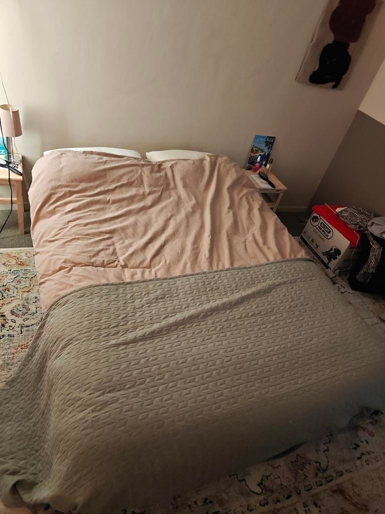 Boxspring 140x200 met matras - Kattenkrab schade, Ophalen, Gebruikt, Tweepersoons, 140 cm