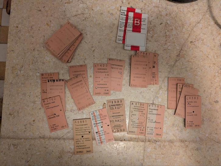 Treinkaartjes - jaren 70, Laatste kans!, Verzamelen, Spoorwegen en Tramwegen, Ophalen of Verzenden