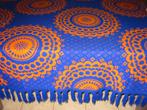 Blauwe deken met oranje figuren 200 cm lang en 190 cm breed., Nieuw, Ophalen of Verzenden