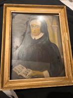 Antiek portret van een non in vergulde lijst, Antiek en Kunst, Ophalen of Verzenden