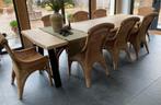 8 stuks Eetkamerstoelen, Huis en Inrichting, Stoelen, Ophalen, Gebruikt, Bruin, Riet of Rotan
