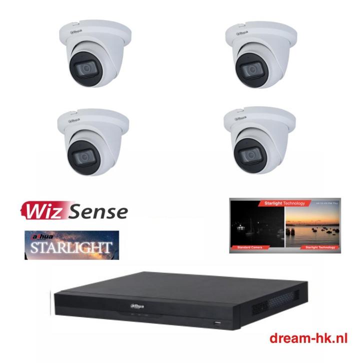 5MP Dahua 4CH PoC HDCVI Starlight camera set/DVR+4x camera, Audio, Tv en Foto, Videobewaking, Nieuw, Buitencamera, Ophalen of Verzenden