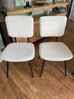 2x Zwart metalen design stoel, teddy stof, Twee, Modern, Metaal, Wit