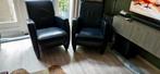 2 mooie zwarte leren fauteuls, Huis en Inrichting, Fauteuils, Ophalen, Zo goed als nieuw, 75 tot 100 cm, 50 tot 75 cm