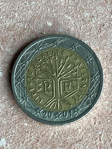 2 Euromunt Frankrijk 2001, met meerdere misslagen. beschikbaar voor biedingen