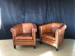 Clubfauteuils in Vintage leder, Huis en Inrichting, Fauteuils, Ophalen, Nieuw, 75 tot 100 cm, Engels / Klassiek / Clubfauteuil