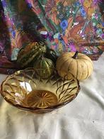 Vintage okergeel glazen schaaltje Doorsnede 16 cm, Ophalen of Verzenden