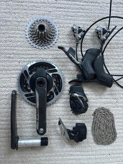 Sram RED axs 2x12 groepset incl. Quarq powermeter, Fietsen en Brommers, Fietsonderdelen, Zo goed als nieuw, Racefiets, Crankstel of Pedalen