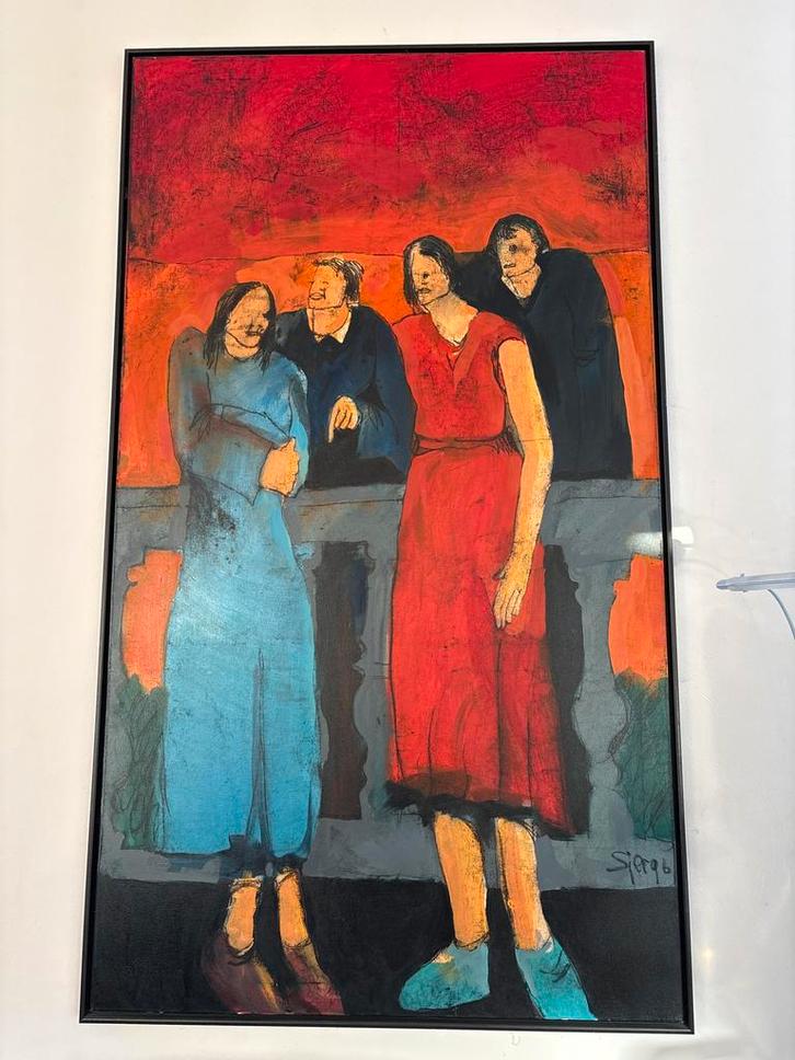 Groot schilderij van Sjer Jacobs, 1996, Antiek en Kunst, Kunst | Schilderijen | Modern, Ophalen