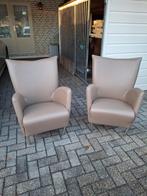 2 Mooie LEREN  Design Fauteuils.  In NIEUWSTAAT., Ophalen, Zo goed als nieuw, 50 tot 75 cm, Leer